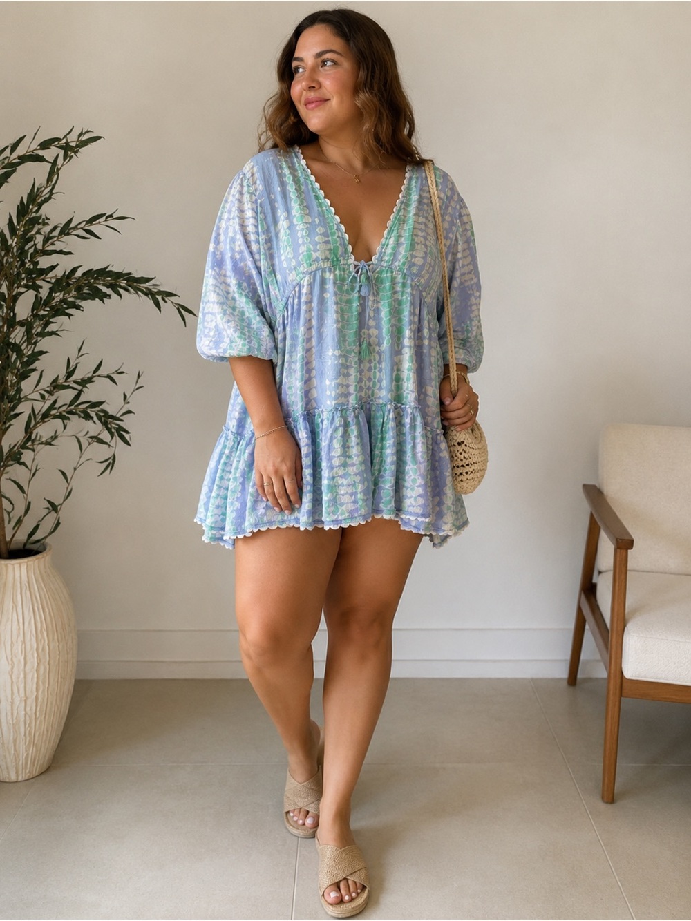 Blue Island Rayon Swim Cover-Up Tunic